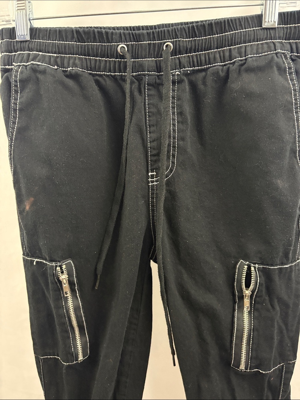 Hot Topic Womens Cargo Skinny Pants Black Pull On‎ Grunge Drawstring Small - Picture 3 of 8